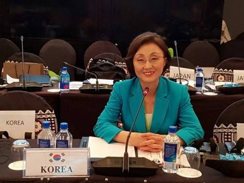 제25차 APPF 총회에 참석한 국민의당 장정숙 국회의원. 장정숙 의원은 '여성의원 회의를 의제의 하나로 채택해 개최하도록 권고 한다'는 결정을 이끌어냈다. (사진=장정숙 국회의원 블러그)