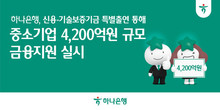 하나은행, 4200억 원 규모 중소기업 금융지원 실시