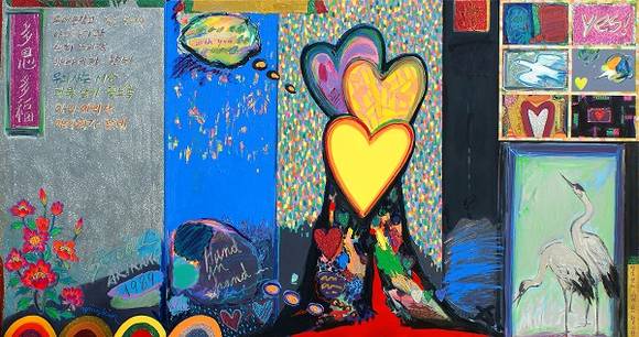 김용철. ‘서울 아리랑 1989 - 그대와 함께’. 캔버스에 아크릴, 반짝이, 162 x 307cm. 1989.