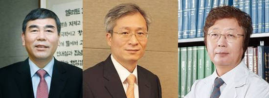 (왼쪽부터)이관순 한미약품 전 대표, 우종수 사장, 권세창 사장. 사진 = 한미약품