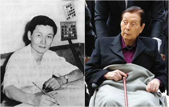 50년간 한국 롯데그룹을 이끈 신격호(95) 총괄회장의 젊은 시절과 최근 모습. 신 총괄회장은 경영권 갈등과 건강문제로 ‘50주년 기념식’에 끝내 참석하지 못했다. 사진 = 연합뉴스
