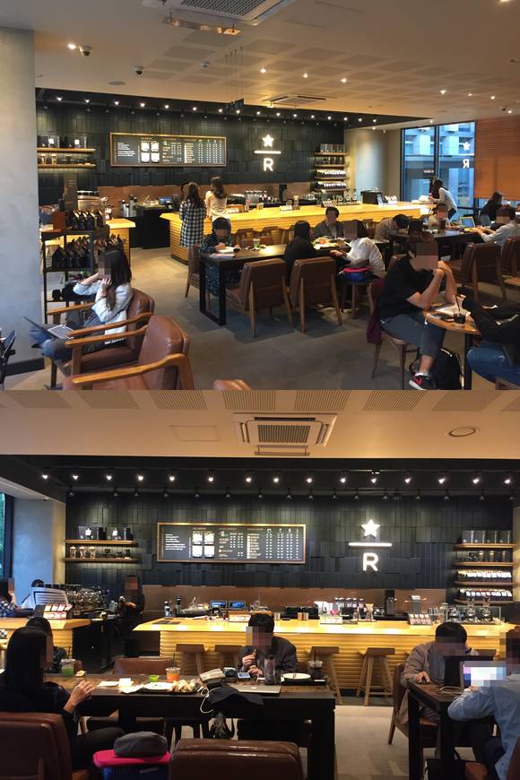 커피 포워드로 재단장한 광화문점은 2층에 별도의 리저브 바를 두었다. 널찍한 테이블과 좌석이 인상적이다.(사진 = 김광현 기자)