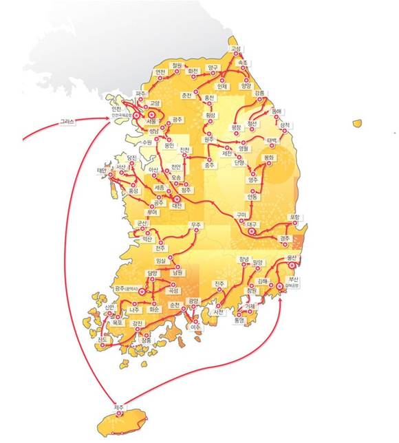 총 101일의 성화 봉송 여정. (사진 = 평창동계올림픽 공식 홈페이지)