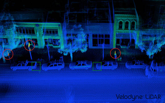 라이다(LiDAR) 센서가 스캔해서 3D 매핑한 이미지의 예. (사진 = Velodyne 홈페이지)